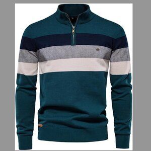 NWT Striped Quarter Zip Pullover Sweater